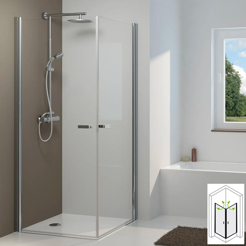 2 Drehtüren für 2 Seiten für Eckdusche