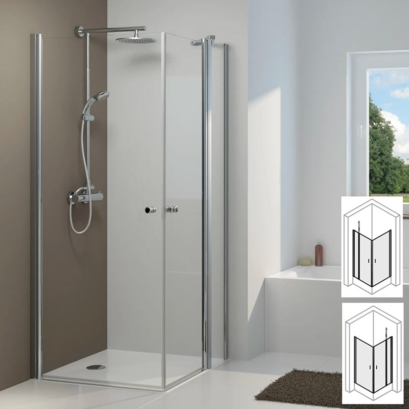 2 Drehtüren + 1 Festteil für Ecke